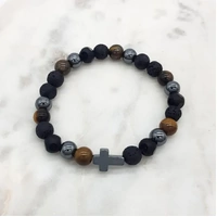 Bracelet w/Tiger Eye Beads & Tulle Bag