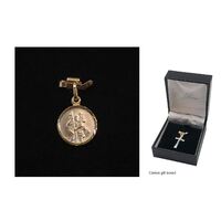 9ct Gold Medal St Christopher Round - 10mm
