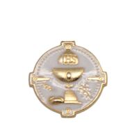Communion Medal with pin - Enamel Gold