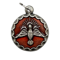 Holy Spirit Medal w/Silver Bar - Red