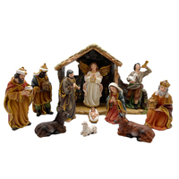 Nativity Stable Set Resin - 11pcs 125mm Stable: 250 x 175mm