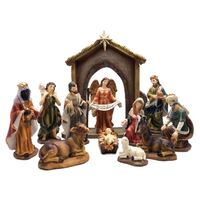 Nativity Stable Set Resin - 11pcs 150mm - Stable: 280 x 290mm