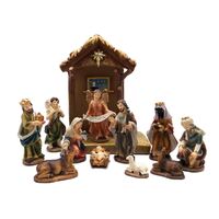 Nativity Stable Set Resin - 11pcs 90mm - Stable: 185 x 140 x 85mm