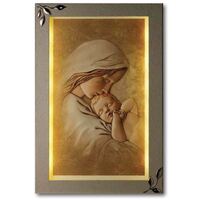 Mother & Child Sterling Silver Plaque w/light