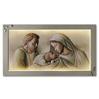 Holy Family Sterling Silver Plaque w/ Light
