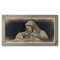 Mother & Child Sterling Silver Plaque w/light