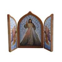 Plaque Plastic Standing Trifold Divine Mercy-(230x170mm)