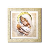 Wall Plaque Mother and Child Gold Border