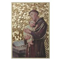 Wood Plaque Gold - St Anthony (105x155mm)