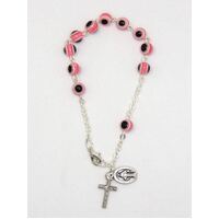 Rosary Bracelet Cat's Eye Pink - 5mm Beads