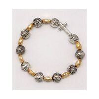 Bracelet Rosary Gold/Silver Rose in Tulle Bag