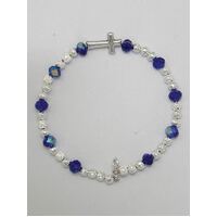 Bracelet Blue Crystal and Silver in Tulle Bag - 5mm Beads