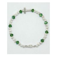 Bracelet Green Crystal and Silver in Tulle Bag - 5mm Beads