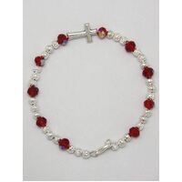 Bracelet Red Crystal and Silver in Tulle Bag - 5mm Beads
