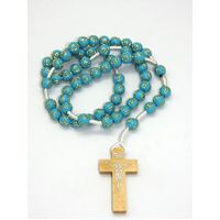 Rosary Wooden with Nylon Cord Blue - 8mm Beads