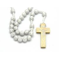 Rosary Wooden with Nylon Cord White