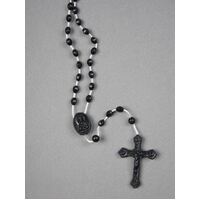 Rosary Plastic Black with Nylon Cord - 5mm Beads