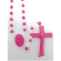 Rosary Plastic Pink with Nylon Cord - 5m Beads