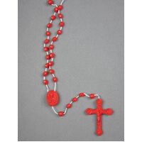 Rosary Plastic Red with Nylon Cord - 5mm Beads