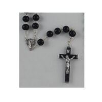 Rosary Wood Black Large Patterned - 10mm Beads
