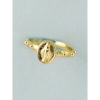 Rosary Ring Metal With Miraculous Medal Gold Medium 19mm