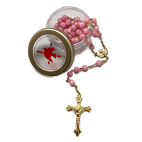 Confirmation Rosary Boxed - Pink