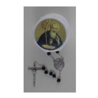 Rosary Glass Boxed St Benedict - 7mm Beads
