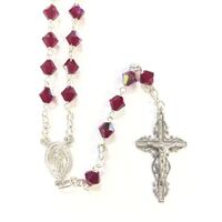 Rosary Necklace Swarovski Crystal Red - 5mm Beads