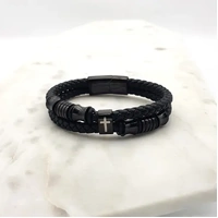 Braided Leather Cross Bracelet