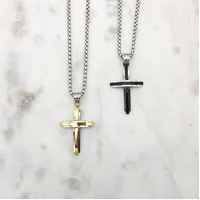 Stainless Steel Black/Silver Cross Pendant