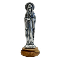 Mini-Statuette w/Wood Base - Our Lady of Lourdes