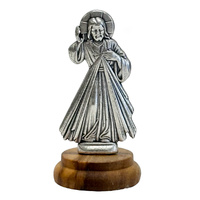 Mini-Statuette w/Wood Base - Divine Mercy