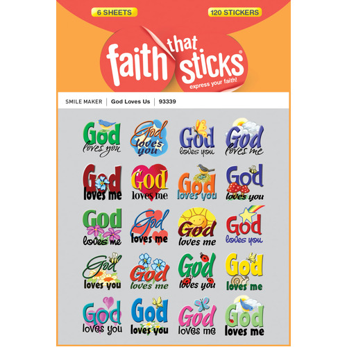 God Loves You Miniatures (6 Sheets, 120 Stickers) (Stickers Faith That Sticks Series)