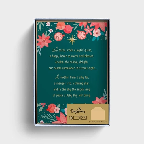 Christmas Boxed Cards: Floral Christmas Night, Isaiah 9:6 NRSV (18 cards)