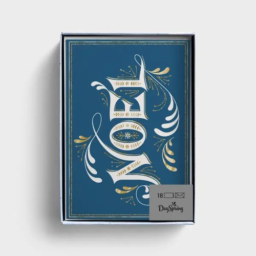 Christmas Boxed Cards: Blue Noel, 1 Peter 1:3 CEV (18 cards)