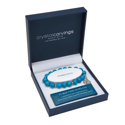 Bracelet Tree of Life - Turquoise Howlite Rhodium