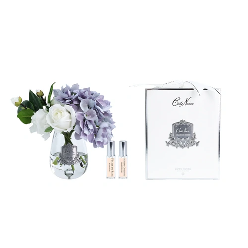 Tea Rose & Hydrangeas Bouquet Bouquet Clear Tear Drop Glass