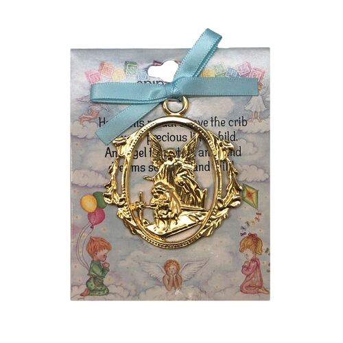 Crib Medal - Guardian Angel Blue Ribbon