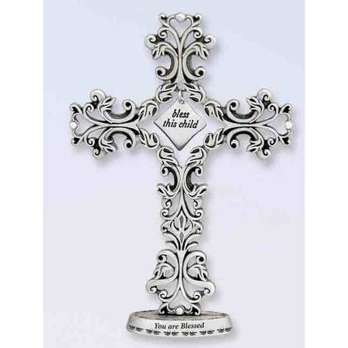Baby Filigree Cross - Bless This Child