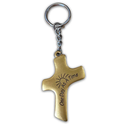 Keyring Cross Shape - One Day at a Time