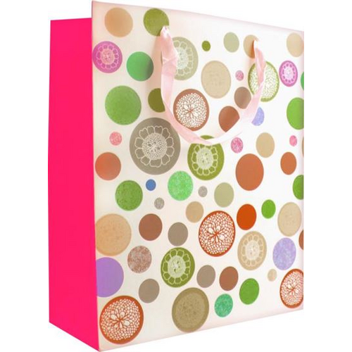 Gift Bag Large Pink Glitter Circles