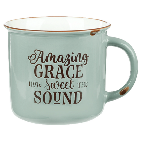 Ceramic Mug: Amazing Grace How Sweet the Sound, Green/White (390 ml)