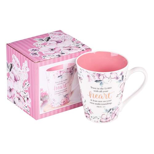 Ceramic Mug: Trust in the Lord, Pink Floral (414ml)