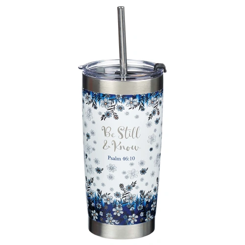 Stainless Steel Tumbler: Be Still (Psalm 46:10) Blue/Navy (532 Ml)
