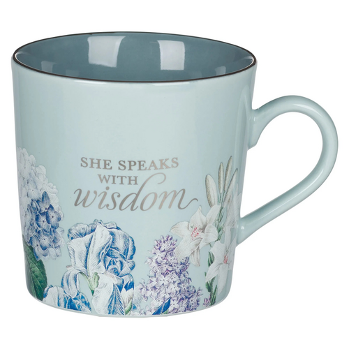 Ceramic Mug, 414 ML: She Speaks With Wisdom, Blue 