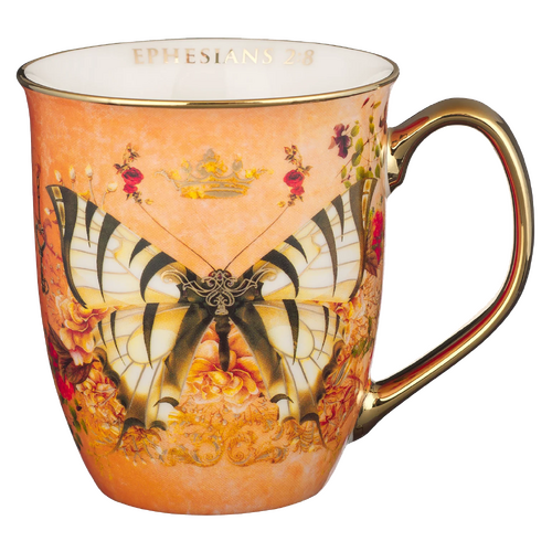 Ceramic Mug:  Grace Orange Butterfly (473 Ml)