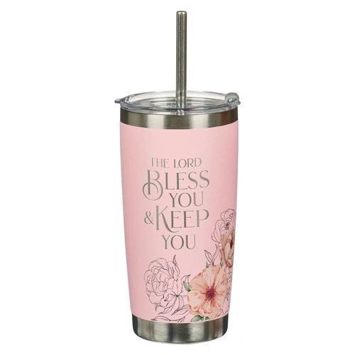 Stainless Steel Tumbler: Lord Bless & Keep You, Num. 26, Pink