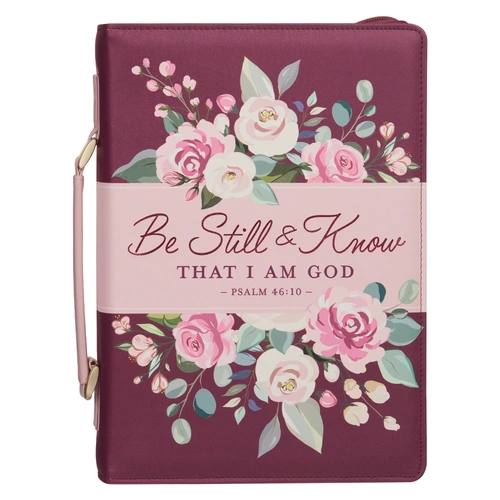Bible Cover Medium: Be Still, Ps. 46:10, Burgundy