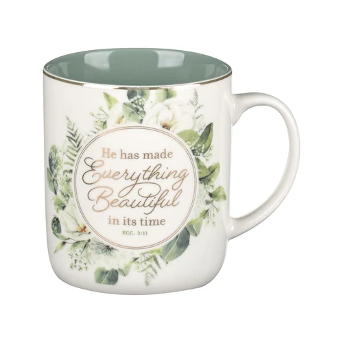 Ceramic Mug: Everything Beautiful Floral Green