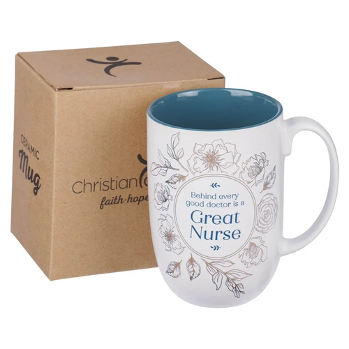 Ceramic Mug Great Nurse White and Teal (440 ml)
